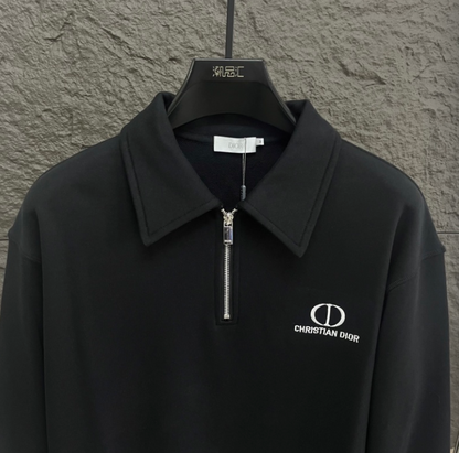 DIOR 2026FW CD MINIMALIST EMBROIDERED HALF-ZIP POLO SWEATER – 1:1 HIGH END