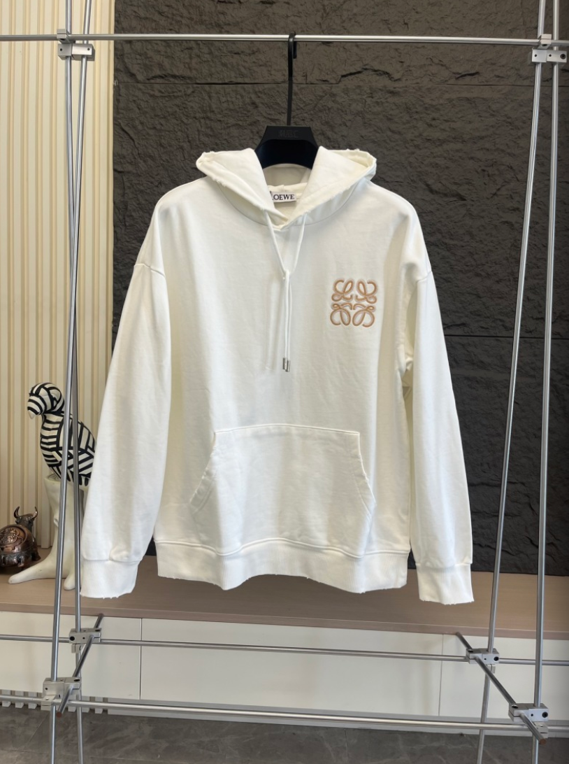 LOEWE 2026FW ANAGRAM EMBROIDERED BOUCLÉ HOODIE – 1:1 HIGH END