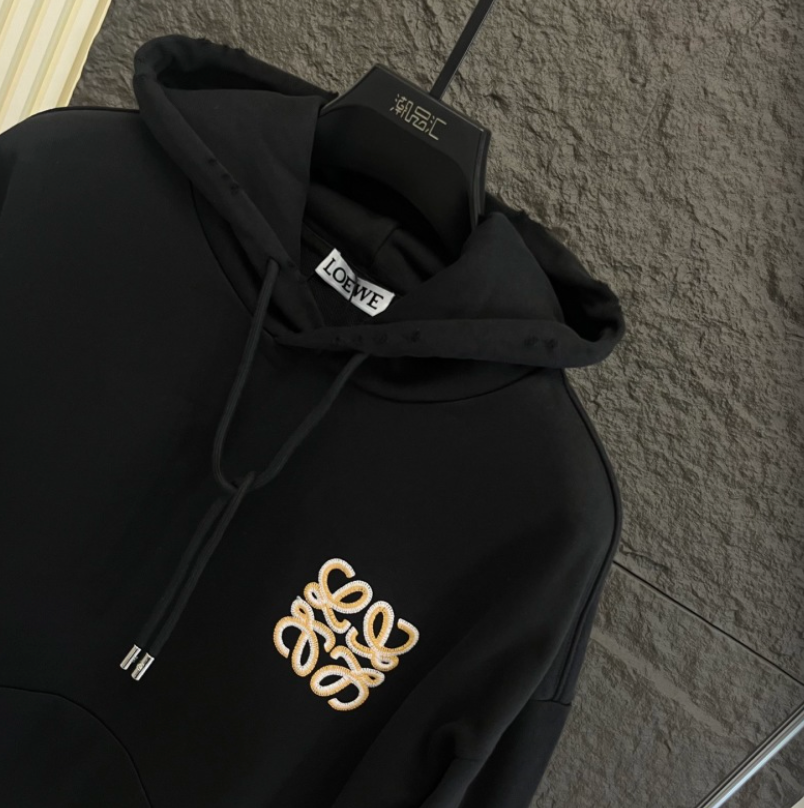 LOEWE 2026FW ANAGRAM EMBROIDERED BOUCLÉ HOODIE – 1:1 HIGH END