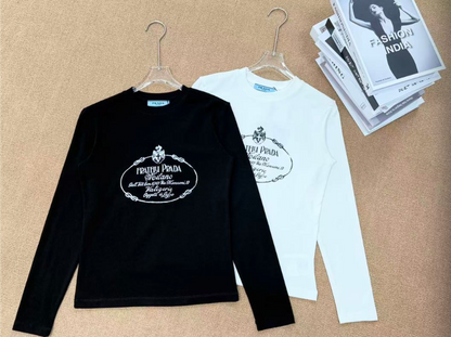 PRADA FRATELLI RETRO MONOGRAM LONG SLEEVE SLIM T-SHIRT – 1:1 HIGH END