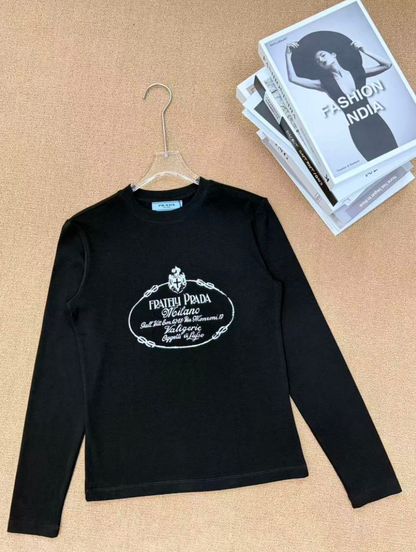 PRADA FRATELLI RETRO MONOGRAM LONG SLEEVE SLIM T-SHIRT – 1:1 HIGH END
