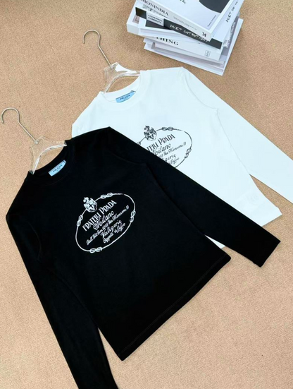PRADA FRATELLI RETRO MONOGRAM LONG SLEEVE SLIM T-SHIRT – 1:1 HIGH END