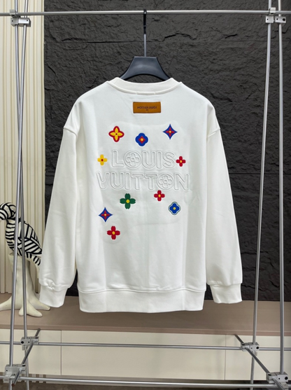 LOUIS VUITTON LV 2026FW MONOGRAM FLOWER MULTI-COLOR EMBROIDERED CREWNECK SWEATSHIRT– 1:1 HIGH END