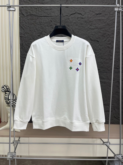 LOUIS VUITTON LV 2026FW MONOGRAM FLOWER MULTI-COLOR EMBROIDERED CREWNECK SWEATSHIRT– 1:1 HIGH END