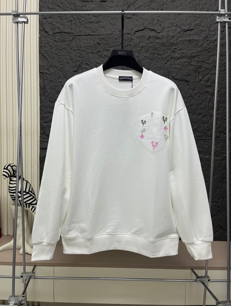 CHROME HEARTS CH 2026FW MULTI-COLOR CEMETERY CROSS POCKET CREWNECK SWEATSHIRT – 1:1 HIGH END