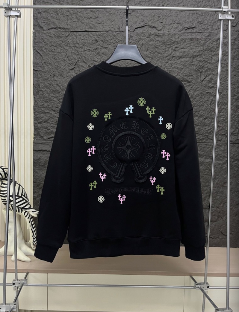 CHROME HEARTS CH 2026FW MULTI-COLOR CEMETERY CROSS POCKET CREWNECK SWEATSHIRT – 1:1 HIGH END