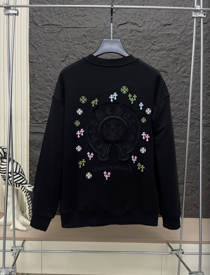 CHROME HEARTS CH 2026FW MULTI-COLOR CEMETERY CROSS POCKET CREWNECK SWEATSHIRT – 1:1 HIGH END