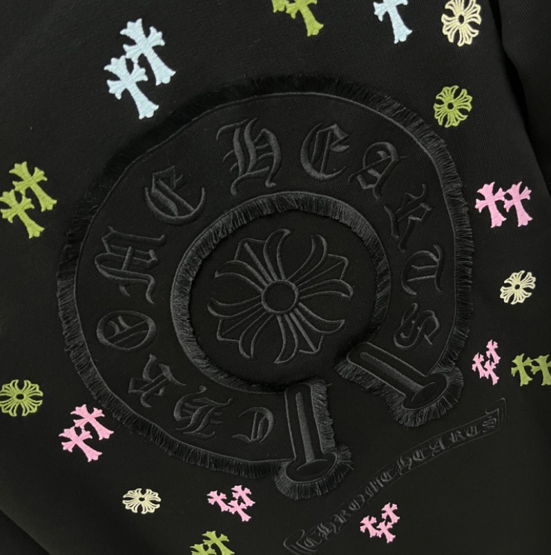 CHROME HEARTS CH 2026FW MULTI-COLOR CEMETERY CROSS POCKET CREWNECK SWEATSHIRT – 1:1 HIGH END