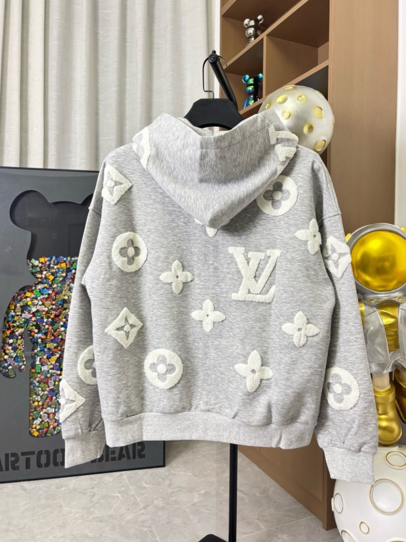 LOUIS VUITTON LV 2026FW ALL-OVER MONOGRAM BOUCLÉ ZIP-UP HOODIE – 1:1 HIGH END