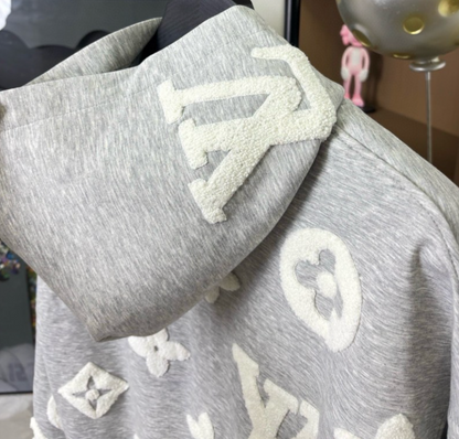 LOUIS VUITTON LV 2026FW ALL-OVER MONOGRAM BOUCLÉ ZIP-UP HOODIE – 1:1 HIGH END