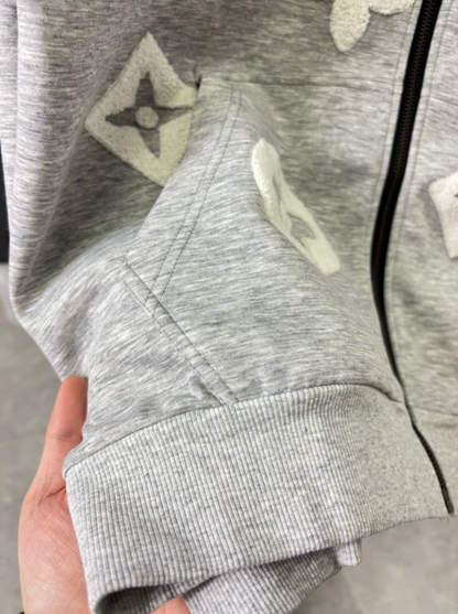 LOUIS VUITTON LV 2026FW ALL-OVER MONOGRAM BOUCLÉ ZIP-UP HOODIE – 1:1 HIGH END