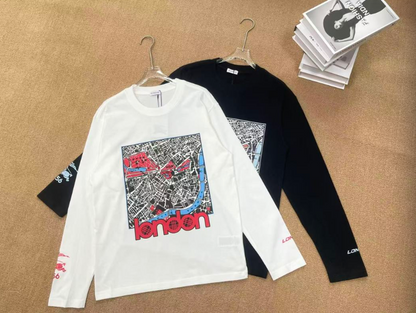BURBERRY LONDON MAP GRAPHIC PRINT LONG SLEEVE T-SHIRT– 1:1 HIGH END