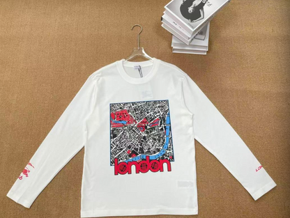 BURBERRY LONDON MAP GRAPHIC PRINT LONG SLEEVE T-SHIRT– 1:1 HIGH END