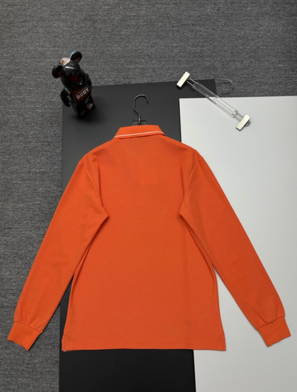 HERMES ICONIC H EMBROIDERED LONG SLEEVE PIQUÉ POLO SHIRT– 1:1 HIGH END