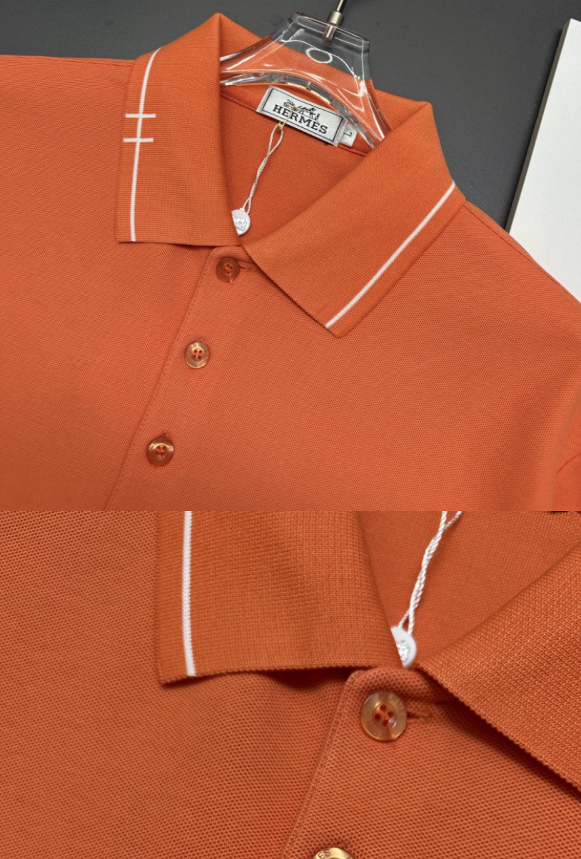 HERMES ICONIC H EMBROIDERED LONG SLEEVE PIQUÉ POLO SHIRT– 1:1 HIGH END