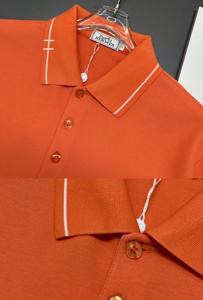 HERMES ICONIC H EMBROIDERED LONG SLEEVE PIQUÉ POLO SHIRT– 1:1 HIGH END