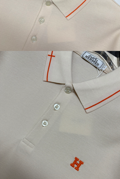 HERMES ICONIC H EMBROIDERED LONG SLEEVE PIQUÉ POLO SHIRT– 1:1 HIGH END