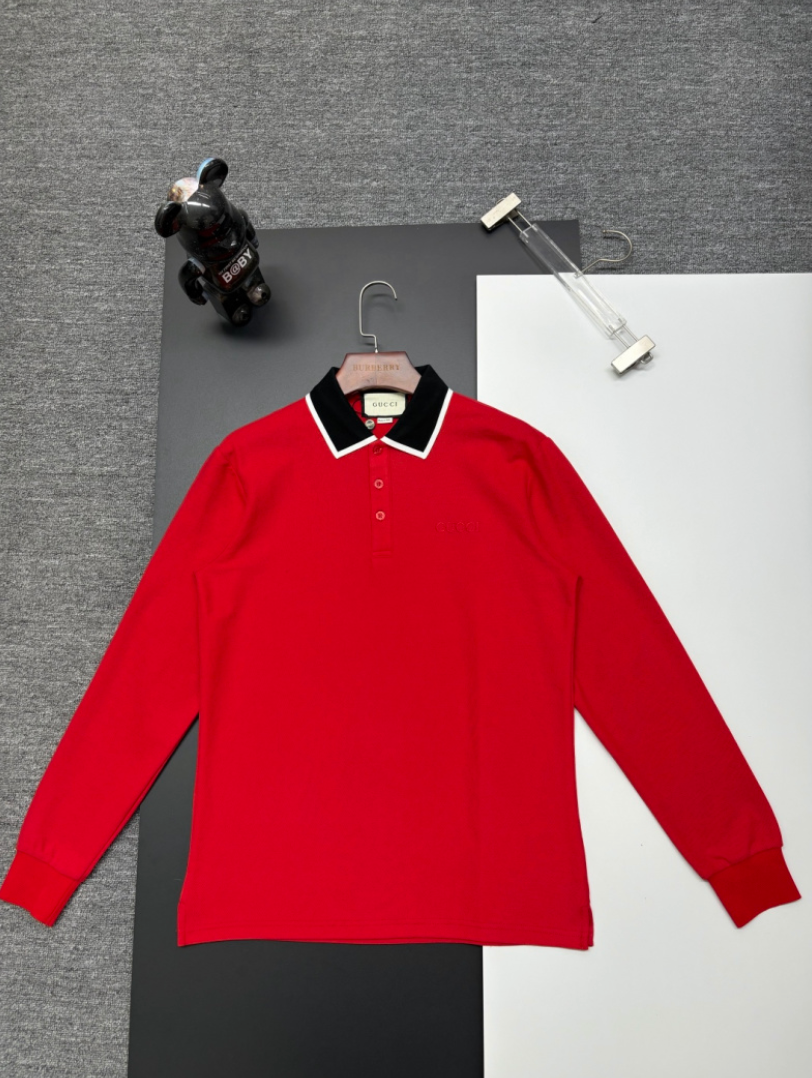 GUCCI RETRO CONTRAST COLLAR LONG SLEEVE PIQUÉ POLO SHIRT– 1:1 HIGH END