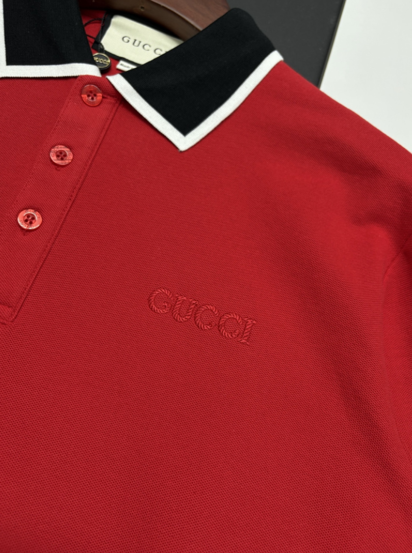 GUCCI RETRO CONTRAST COLLAR LONG SLEEVE PIQUÉ POLO SHIRT– 1:1 HIGH END