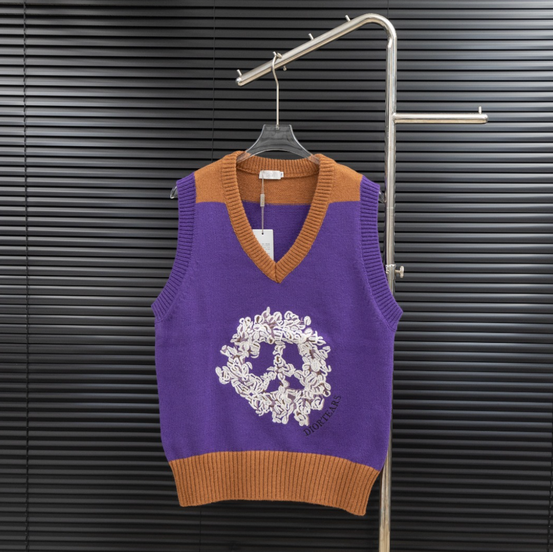 DIOR-STYLE V-NECK KNIT SWEATER VEST – MULTIPLE DESIGNS – 1:1 HIGN END