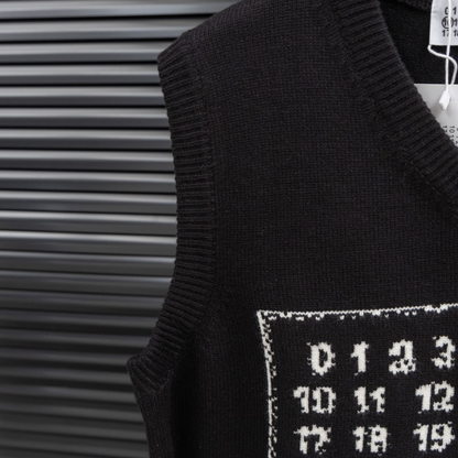 MAISON MARGIELA MM6 NUMERIC V-NECK KNIT SWEATER VEST – 1:1 HIGH END
