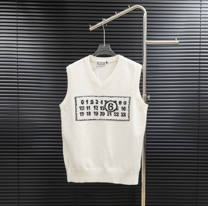 MAISON MARGIELA MM6 NUMERIC V-NECK KNIT SWEATER VEST – 1:1 HIGH END