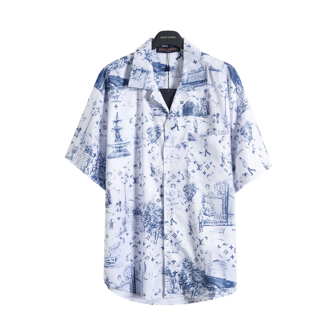 LOUIS VUITTON SKETCH CITY PRINT SILK SHIRT & SHORTS SET – 1:1 HIGH END