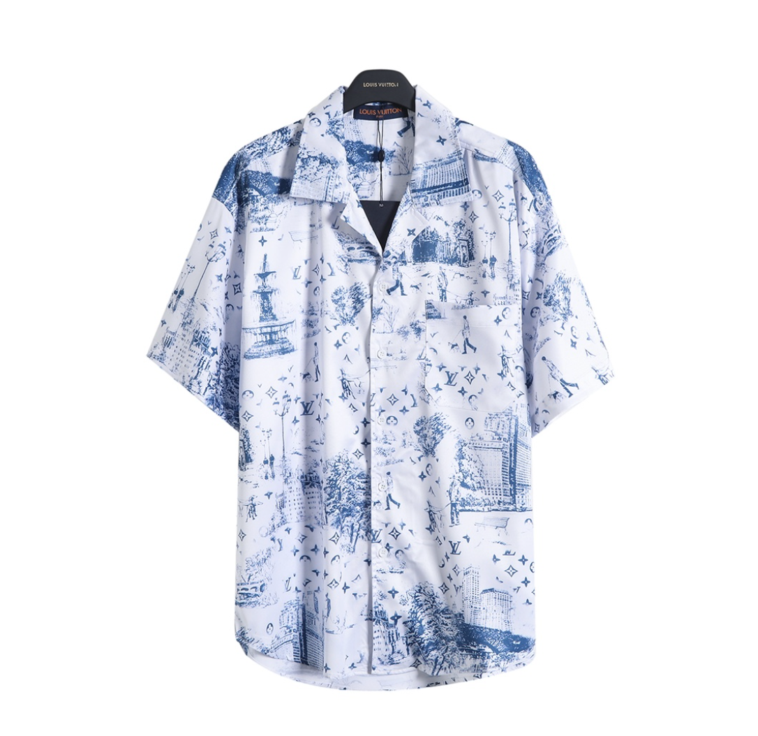 LOUIS VUITTON SKETCH CITY PRINT SILK SHIRT & SHORTS SET – 1:1 HIGH END