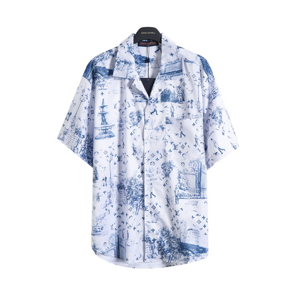 LOUIS VUITTON SKETCH CITY PRINT SILK SHIRT & SHORTS SET – 1:1 HIGH END