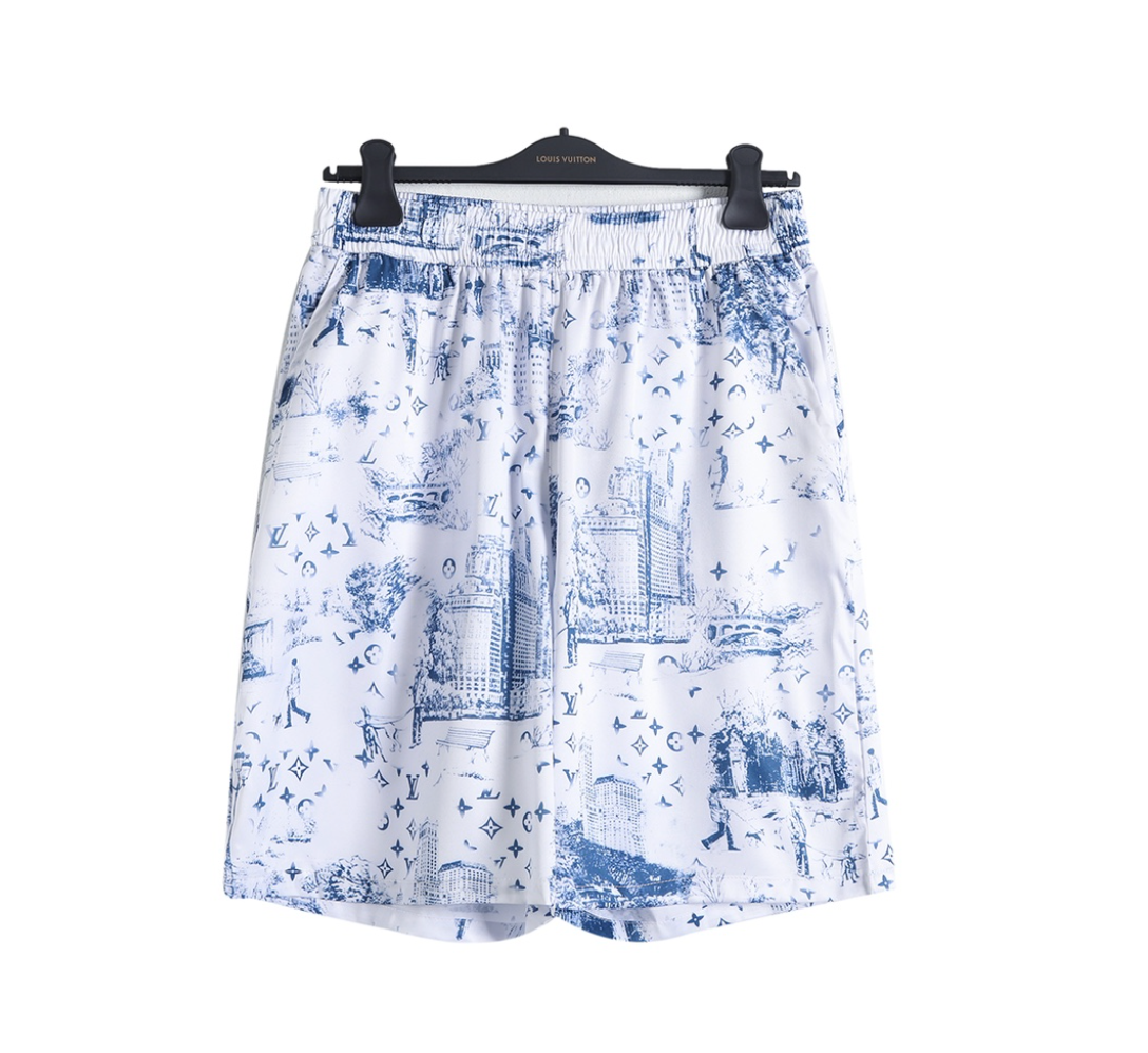 LOUIS VUITTON SKETCH CITY PRINT SILK SHIRT & SHORTS SET – 1:1 HIGH END
