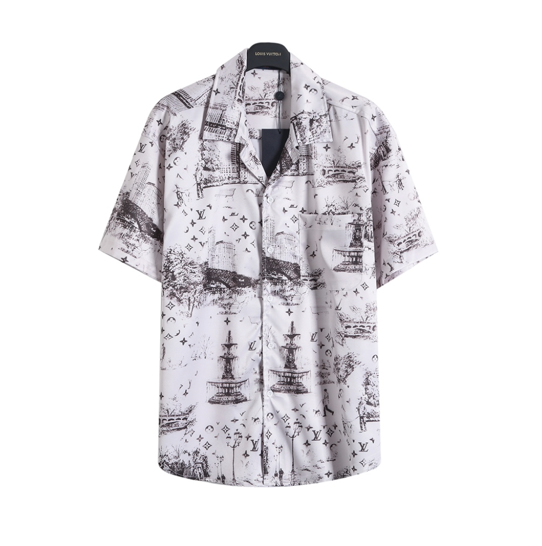 LOUIS VUITTON SKETCH CITY PRINT SILK SHIRT & SHORTS SET – 1:1 HIGH END