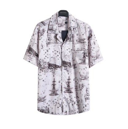 LOUIS VUITTON SKETCH CITY PRINT SILK SHIRT & SHORTS SET – 1:1 HIGH END