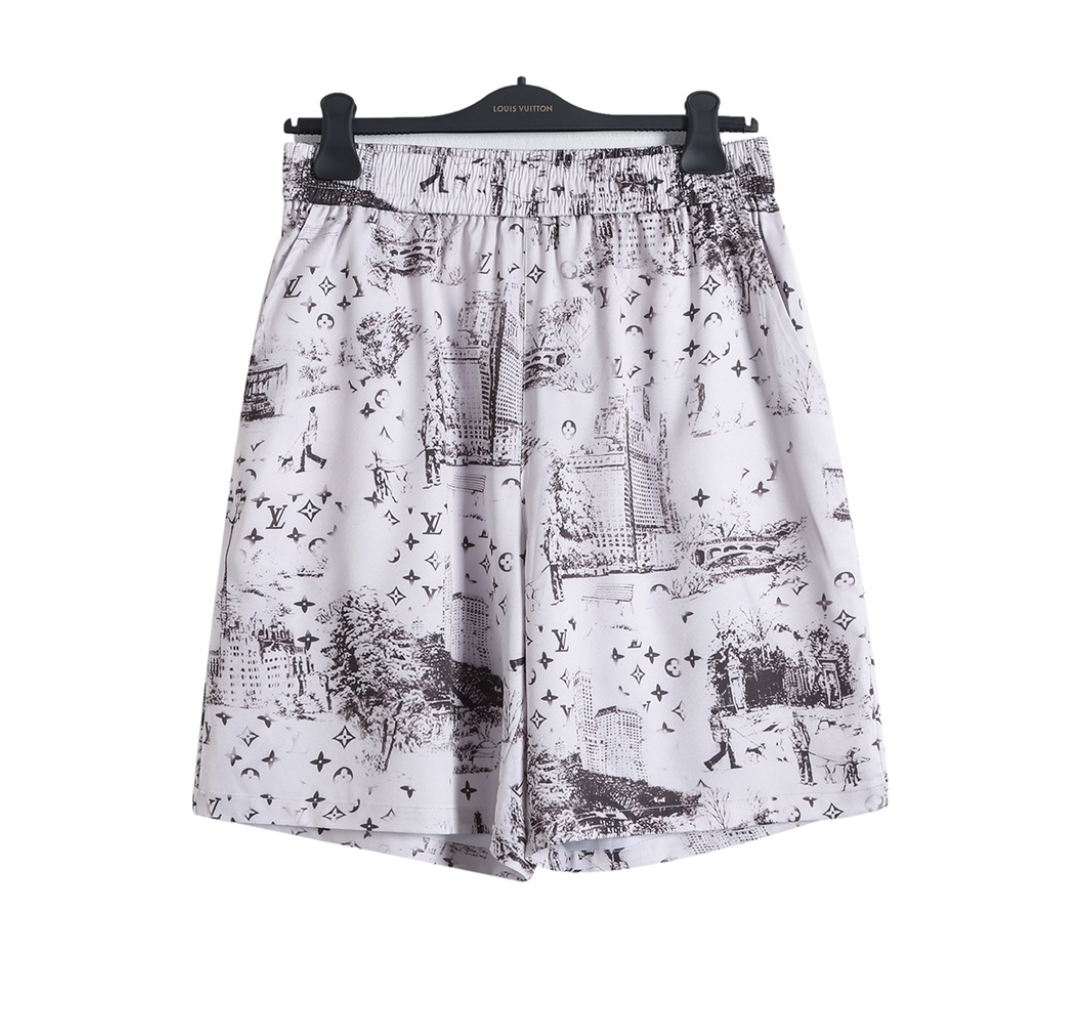 LOUIS VUITTON SKETCH CITY PRINT SILK SHIRT & SHORTS SET – 1:1 HIGH END