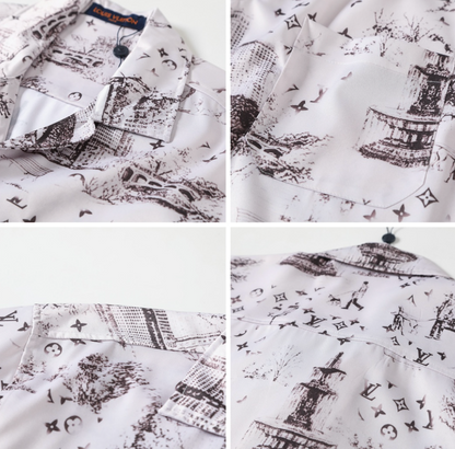 LOUIS VUITTON SKETCH CITY PRINT SILK SHIRT & SHORTS SET – 1:1 HIGH END