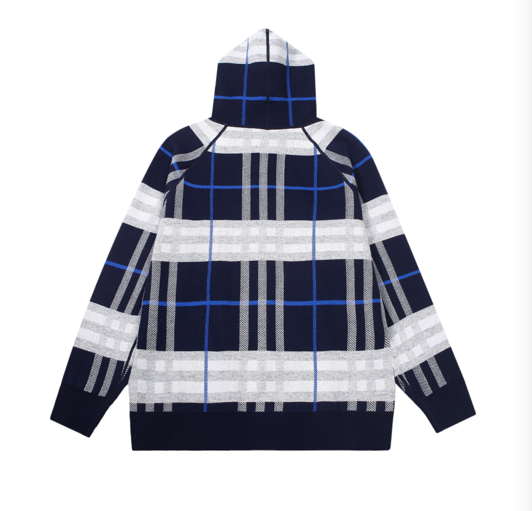 BURBERRY CLASSIC CHECK KNITTED ZIP-UP HOODIE – INDIVIDUAL PIECE – 1:1 HIGH END
