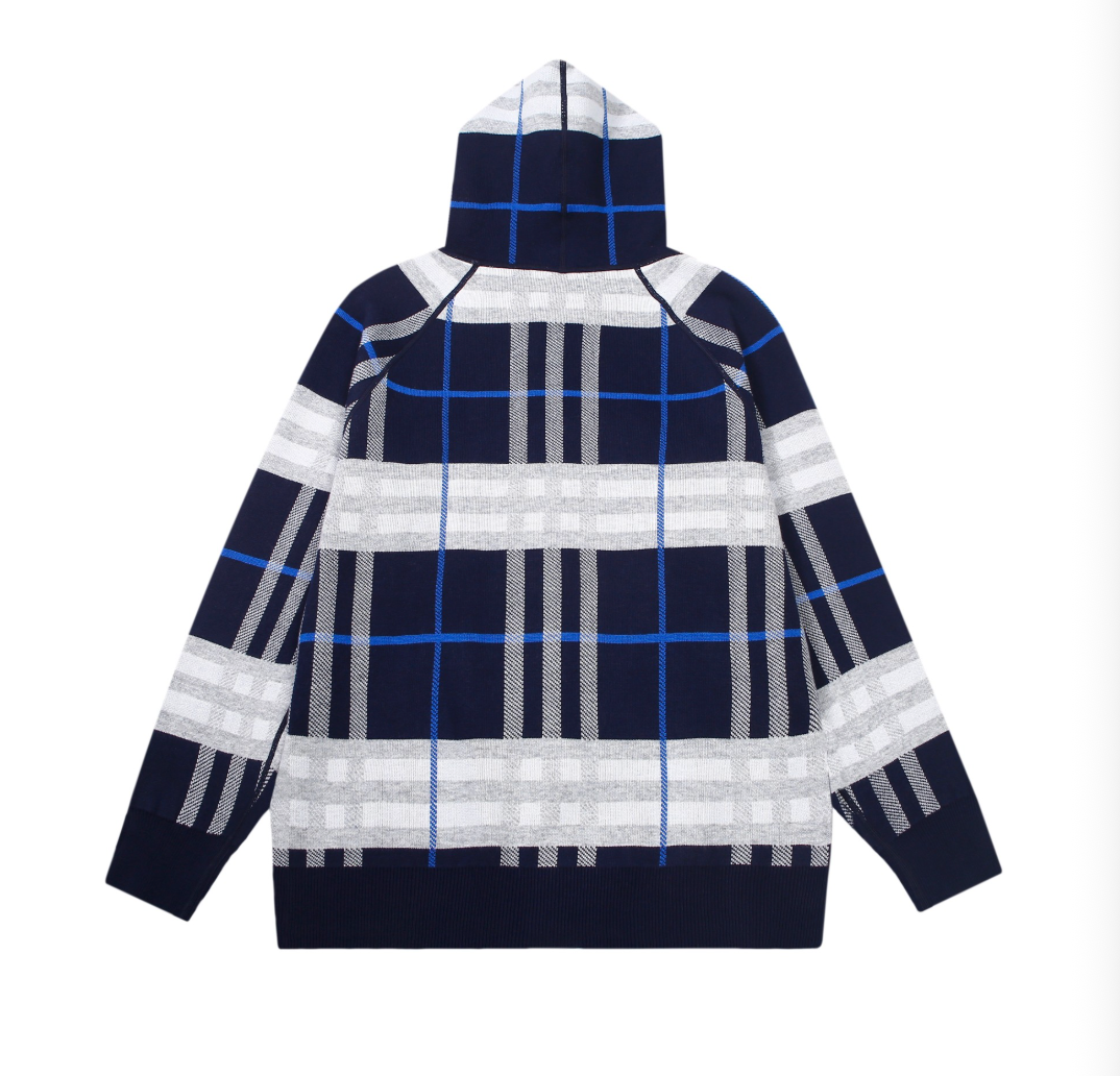 BURBERRY CLASSIC CHECK KNITTED ZIP-UP HOODIE – INDIVIDUAL PIECE – 1:1 HIGH END