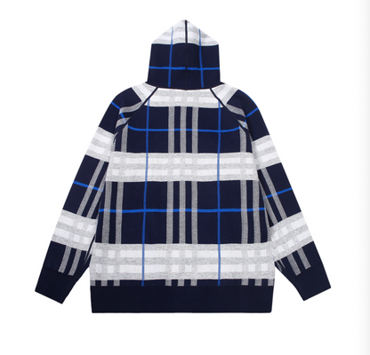 BURBERRY CLASSIC CHECK KNITTED ZIP-UP HOODIE – INDIVIDUAL PIECE – 1:1 HIGH END