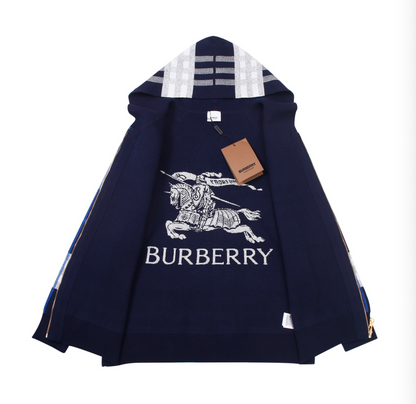 BURBERRY CLASSIC CHECK KNITTED ZIP-UP HOODIE – INDIVIDUAL PIECE – 1:1 HIGH END