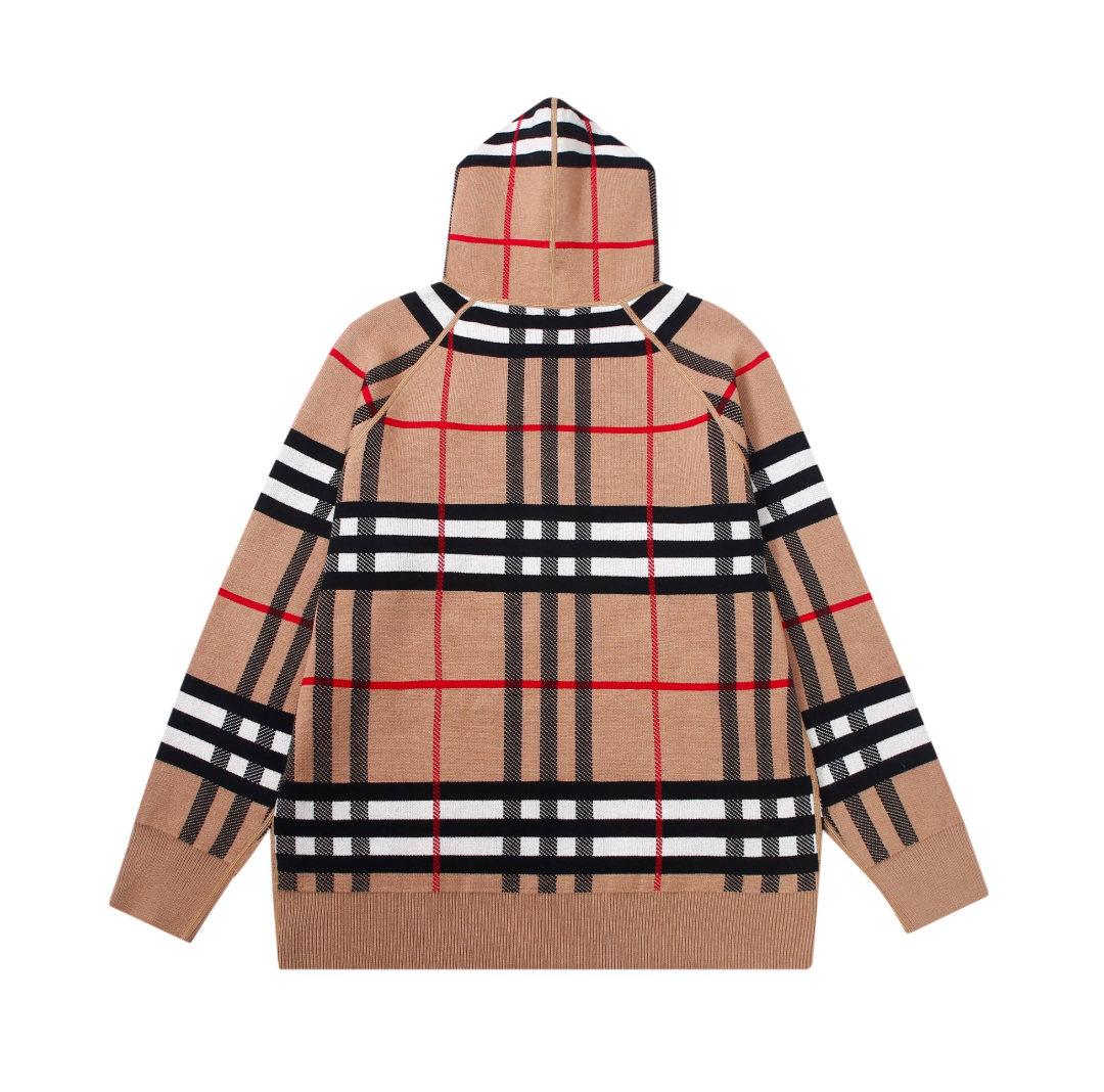 BURBERRY CLASSIC CHECK KNITTED ZIP-UP HOODIE – INDIVIDUAL PIECE – 1:1 HIGH END