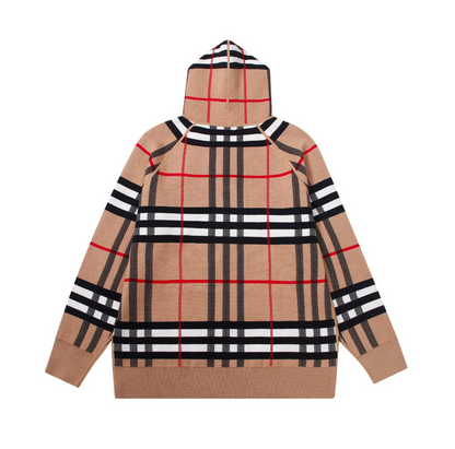 BURBERRY CLASSIC CHECK KNITTED ZIP-UP HOODIE – INDIVIDUAL PIECE – 1:1 HIGH END