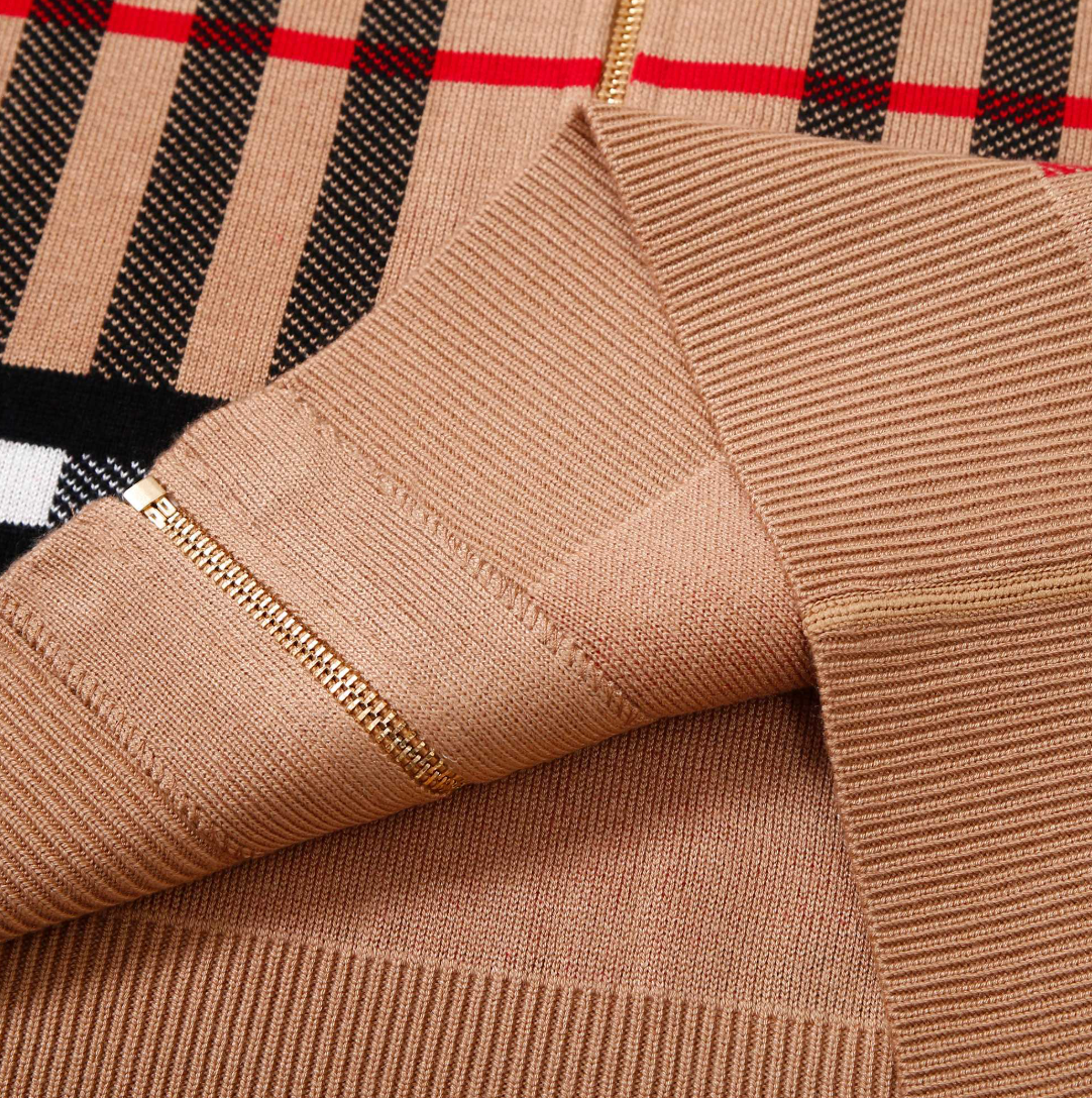 BURBERRY CLASSIC CHECK KNITTED ZIP-UP HOODIE – INDIVIDUAL PIECE – 1:1 HIGH END