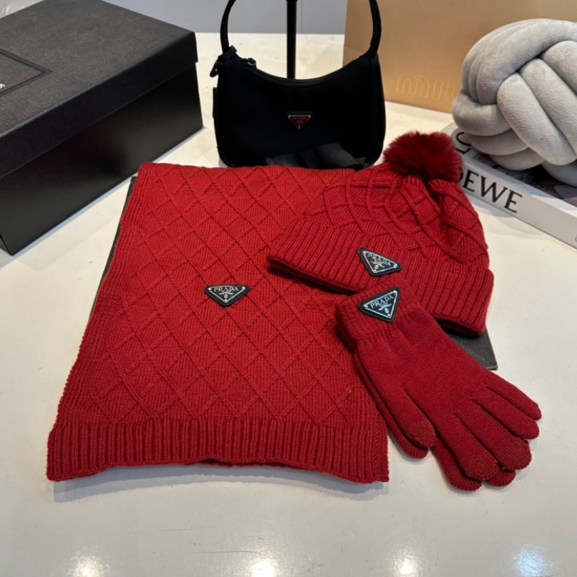 PRADA WINTER ACCESSORY SET – MÜTZE, SCHAL & HANDSCHUHE - 1:1 HIGH END