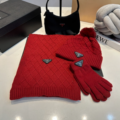 PRADA WINTER ACCESSORY SET – MÜTZE, SCHAL & HANDSCHUHE - 1:1 HIGH END