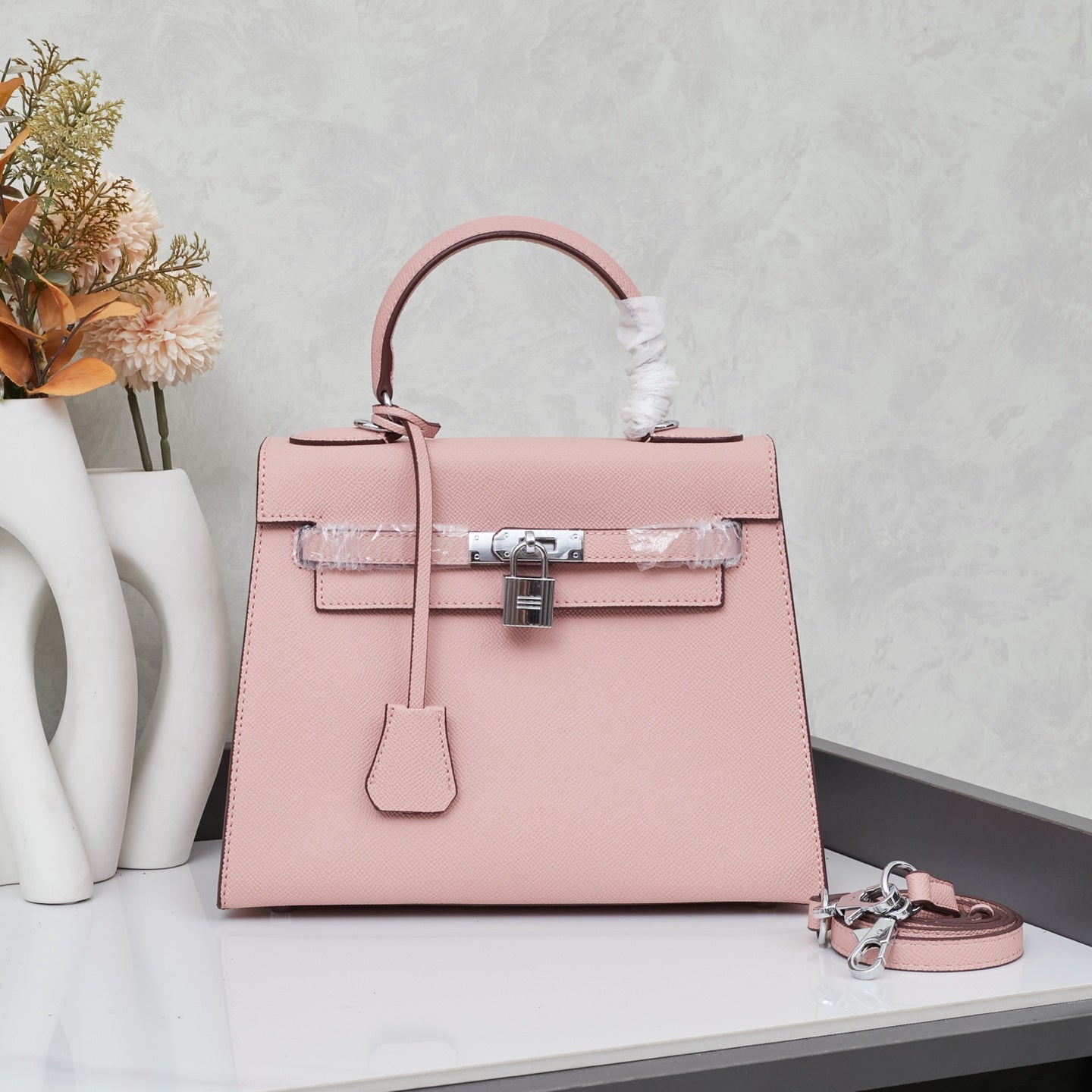 HERMÈS SCHULTERTASCHE KELLY 28CM FEU RETOURNE SILVER - 1:1 HIGH END