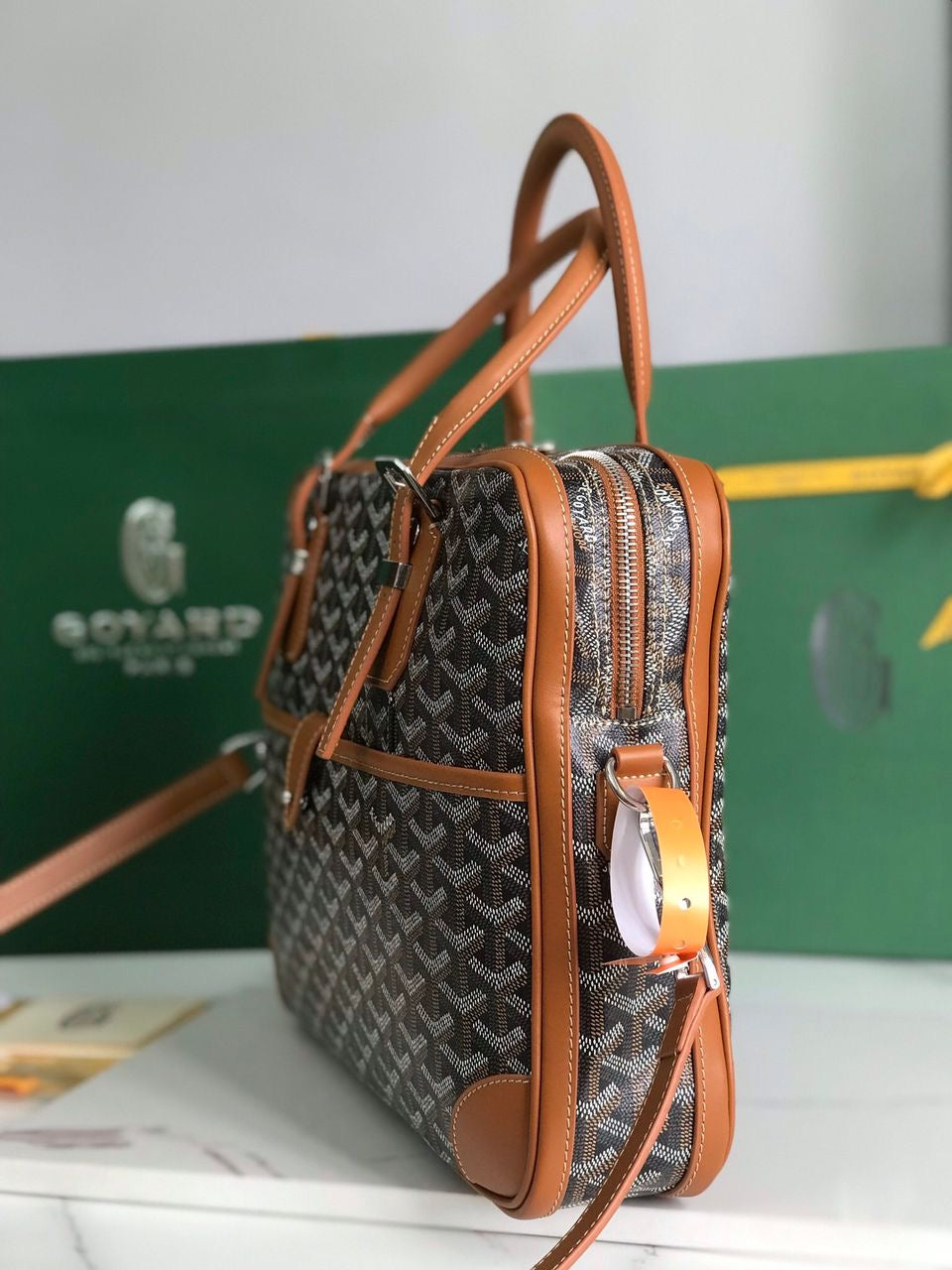 Sac Goyard - marron - Porte-documents haut de gamme style Ambassadeur - Toile à chevrons
 | 7A SUPER | QUALITÉ ORIGINALE | ENSEMBLE COMPLET