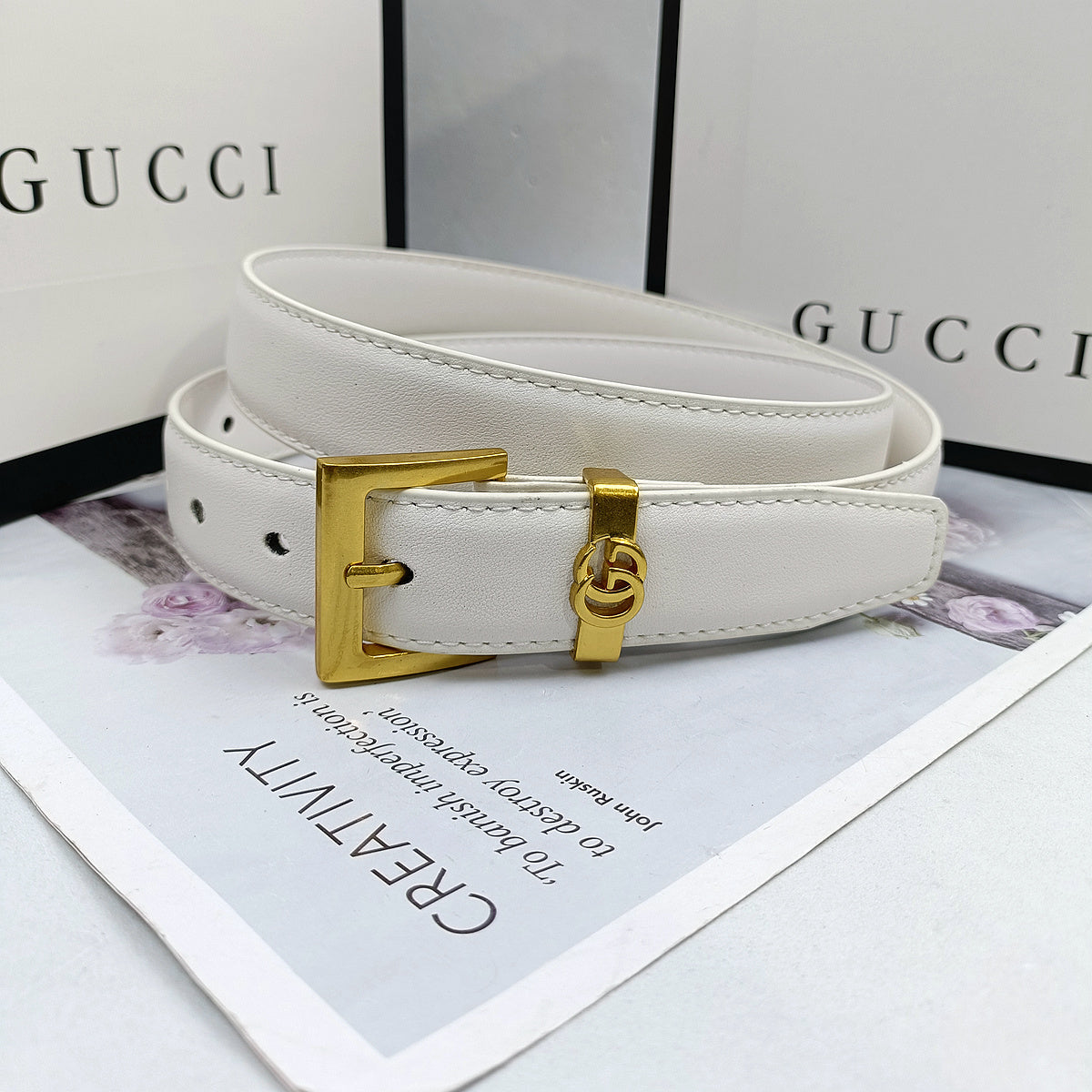 GUCCI GG DOUBLE G RETRO PIN BUCKLE LEATHER BELT – FULL SET – 1:1 HIGH END