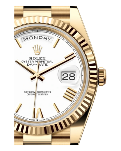 Rolex Day-Date White Dial with Roman Numerals 40mm Yellow Gold President - U1 FACTORY - AUTOMATIK