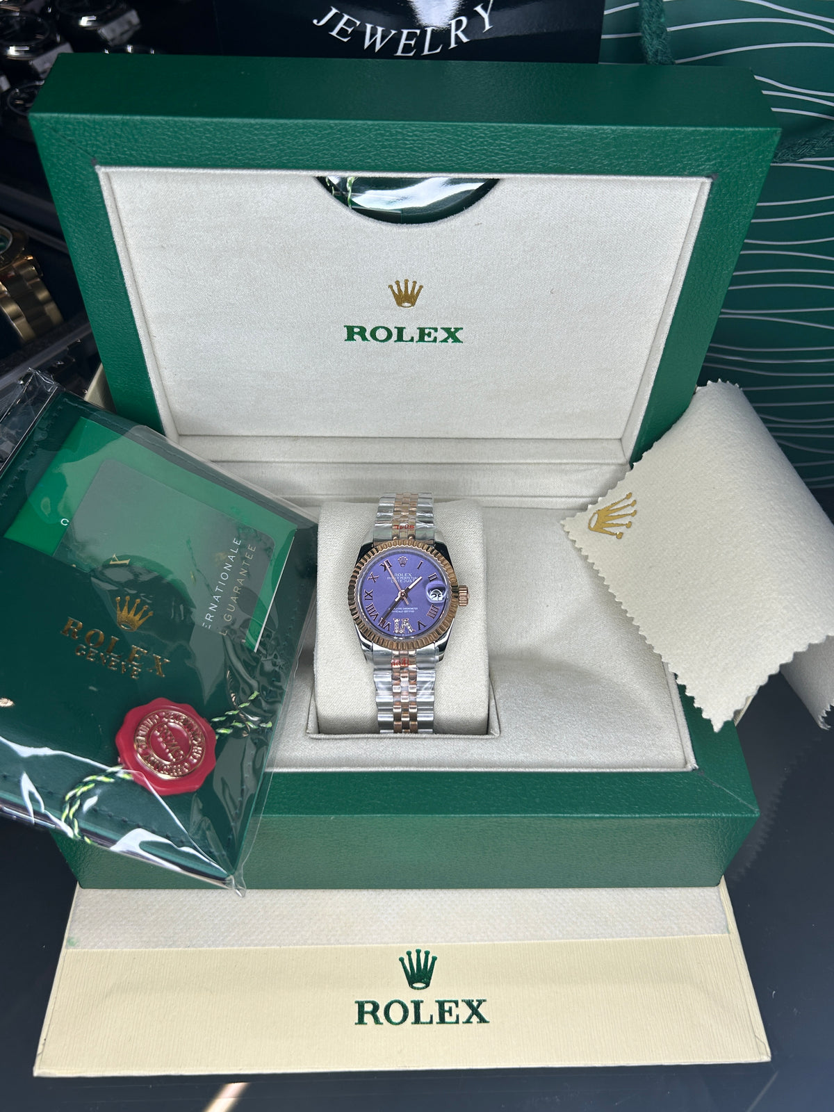 ROLEX DATE JUST - DAMEN MODELL - PURPLE DIAL - GOLD/WEIẞGOLD/BICOLOR