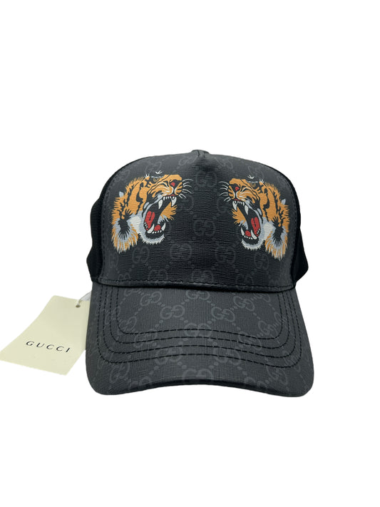 GUCCI CAP - TIGER - GREY MONOGRAM - PU-LEDER - HIGH END