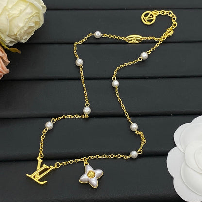 LOUIS VUITTON COLOR BLOSSOM PEARL NECKLACE & BRACELET SET – FULL SET – 1:1 HIGH END